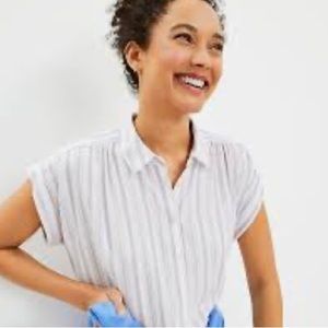 Richard Chai (for Target) sleeveless button down semi sheer top, white striped S